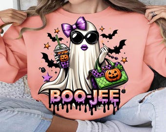 8 Boo Jee PNG, Leopard Boojee Ghost PNG, Funny Halloween Jersey PNG, Coquette Pink Ghost Png Sublimation, Spooky Season Digital Download