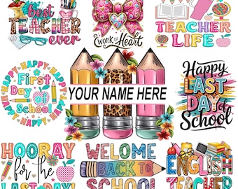 Back To School Png Bundle, Preschool png sets, School First Day, Preppy School sublimation, Pre-K Grade, Strip school png Pencil Bow Png