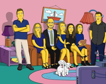 Personalized Simpsons family portrait, Simpsons gift, Family Simpsons Custom portrait, | Personalized Digital Cartoon (Digital Artwork file)