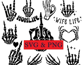 Skeleton Hands SVG PNG: Halloween Clipart, Cricut Silhouette Digital Files