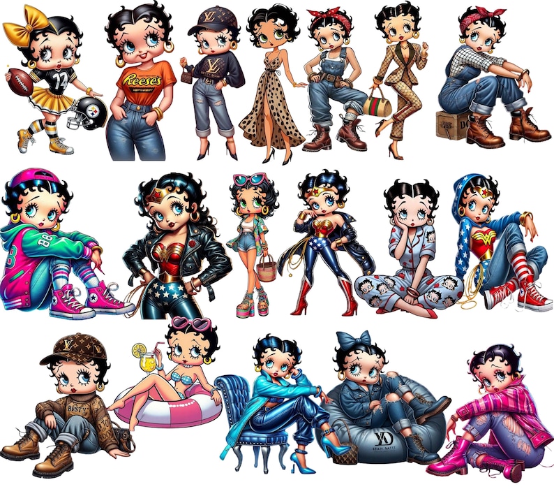 Betty Boop PNG Bundle: 15+ Designs, Sublimation & DTF Sticker Files - Etsy