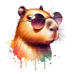 Watercolor Capybara Clipart Bundle: PNG Images, Transparent Background (Digital Download
