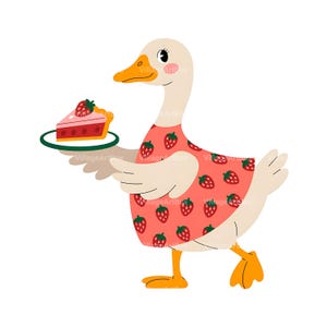 Strawberry Goose Clipart: Cottagecore Geese PNG Bundle (Digital Download