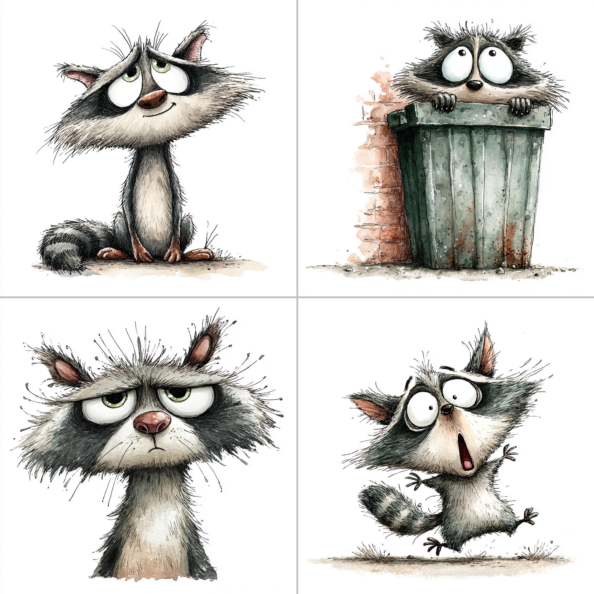 Quirky Sassy Raccoon Clipart: Whimsical Reaction Faces (digital ...
