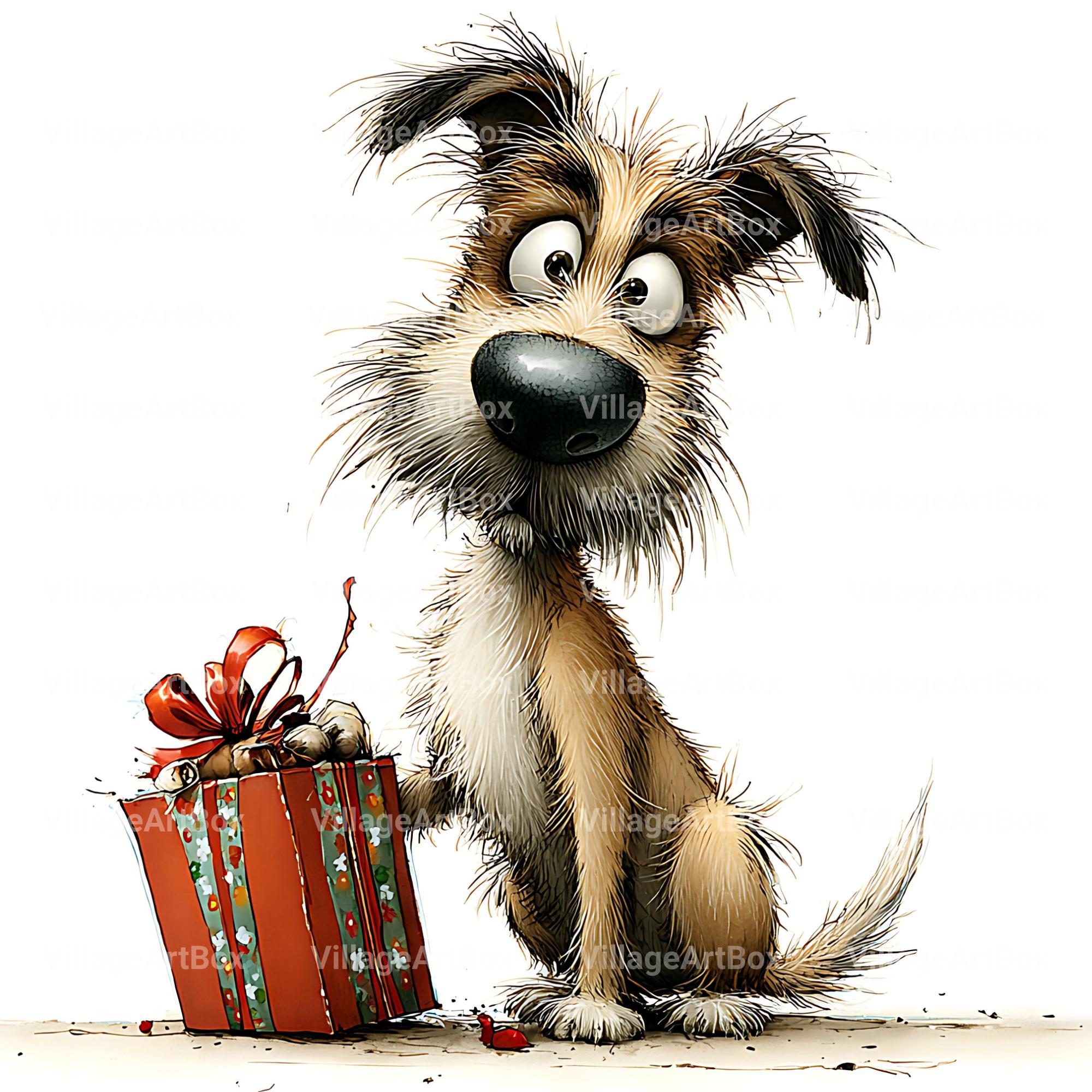 Funny Christmas Puppies Clipart, Festive Dog JPG Bundle (instant ...