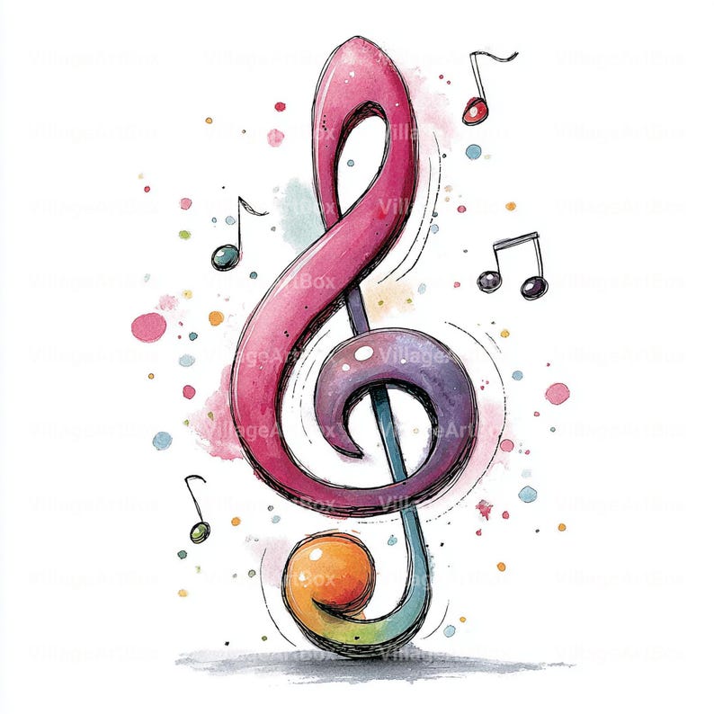 12 Musical Notes Clipart Bundle, Watercolor Music Note Art, Digital ...