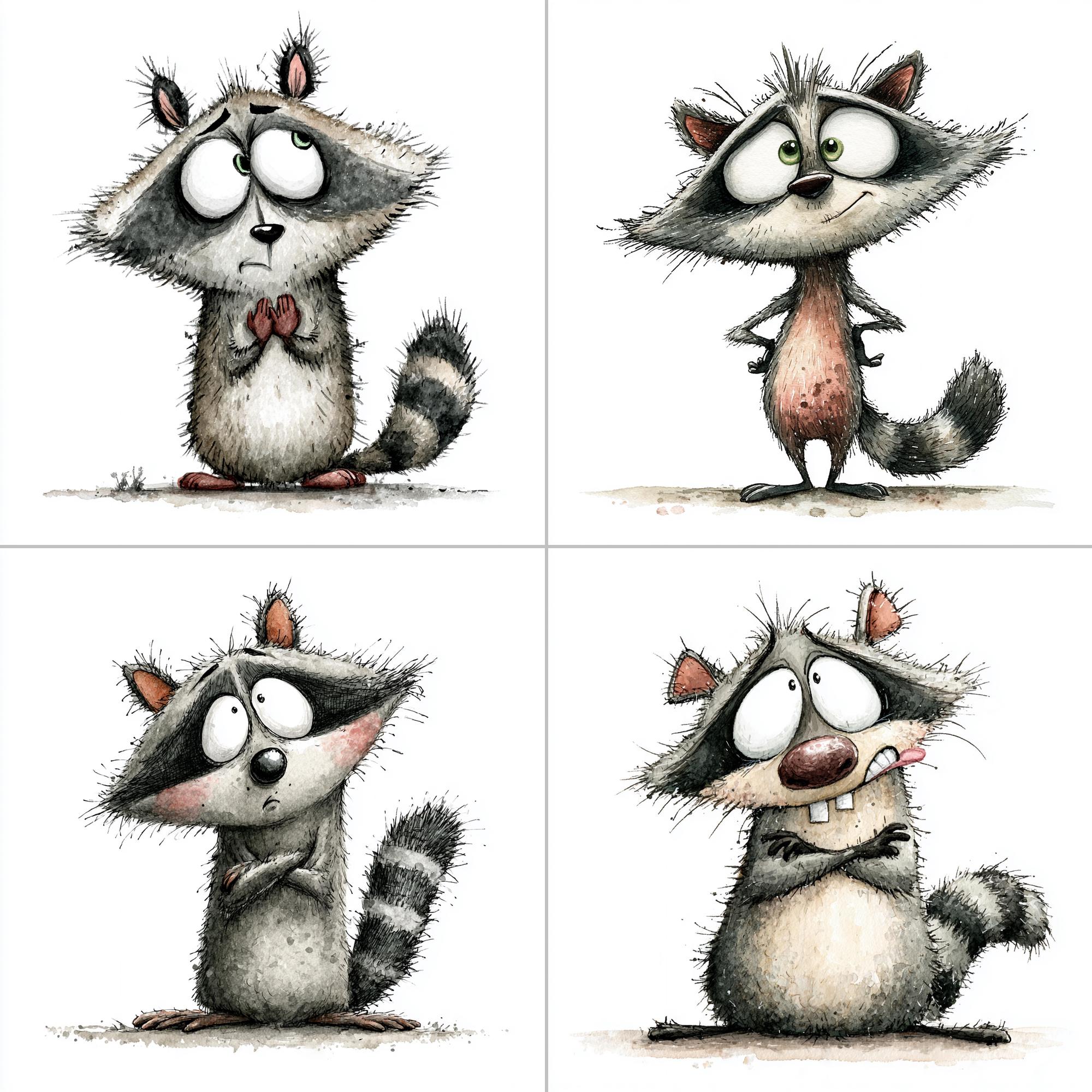 Quirky Sassy Raccoon Clipart: Whimsical Reaction Faces (digital ...