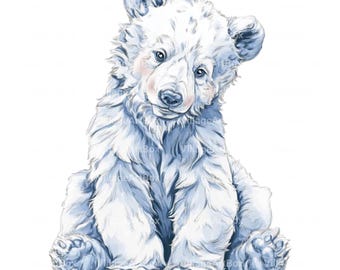 Poolbeer PNG, Aquarel Clipart Bundel, Blauwe Baby Arctische Dier Afbeeldingen