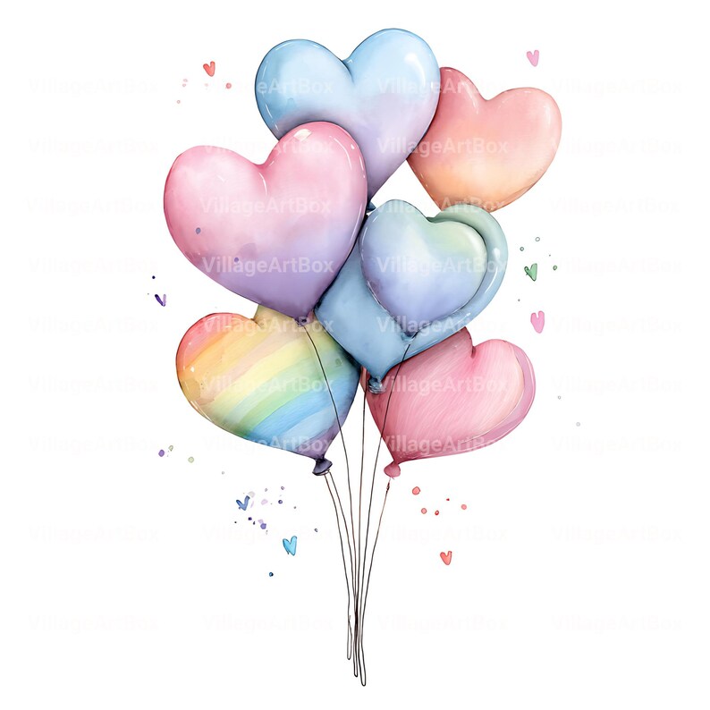 Watercolor Birthday Balloons Clipart | Pastel Balloon Bundles | Digital ...