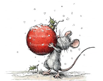 Kerstmuis clipartbundel, wintervakantie JPG-afbeeldingen (digitale download)