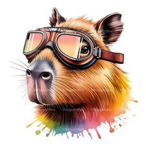 Watercolor Capybara Clipart Bundle: Trendy Animal Portraits (PNG Digital Download)