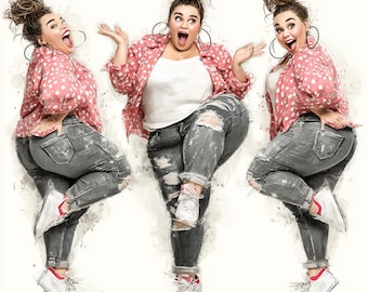 Clipart de cumpleaños de mujeres curvilíneas y peculiares: Divas de la moda con positividad corporal (descarga digital, 26 JPG)