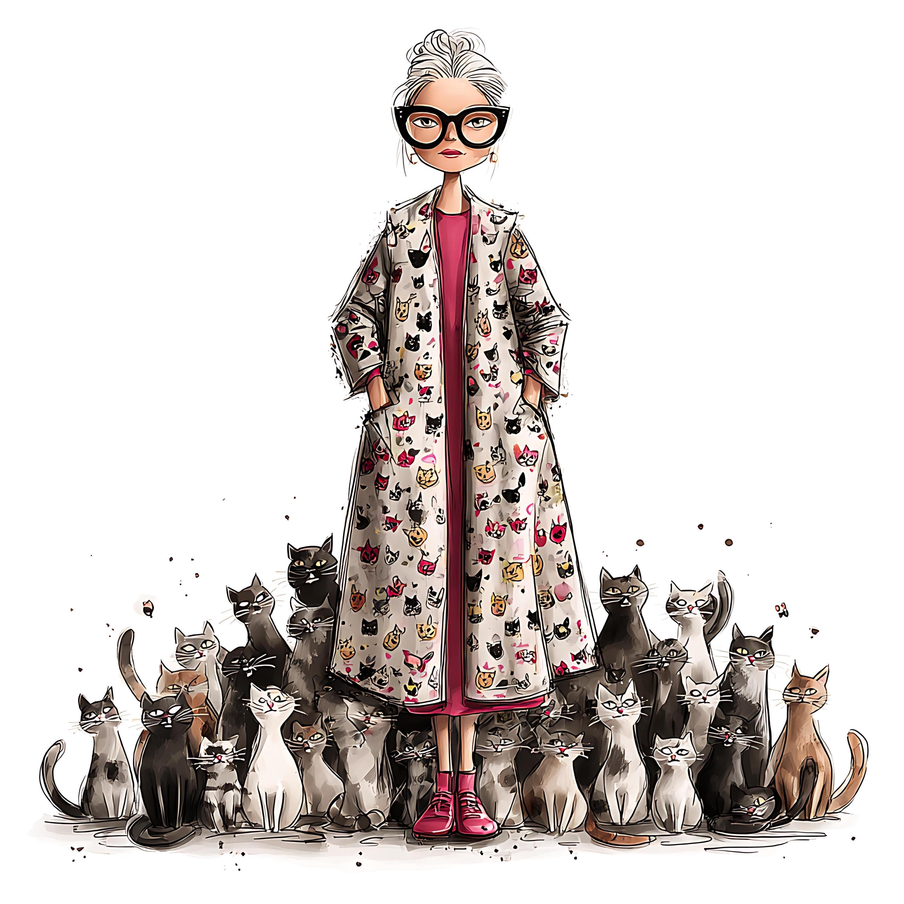 Crazy Cat Lady Clipart Bundle: Whimsical Cat Mom Art (digital Download ...