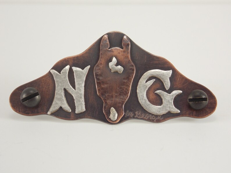 Saddle Plate/custom/personalized Silver/copper Horse Heads/initials