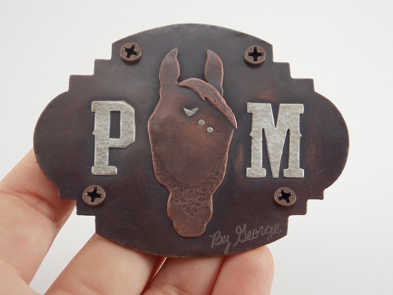 Saddle Plate/custom/personalized Silver/copper Horse Heads/initials