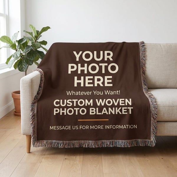 Custom Woven Photo Blanket, Personalized Photo Blanket, Cotton Tapestry Throw, Wedding Anniversary Gift, Memorial Keepsake, Made in USA