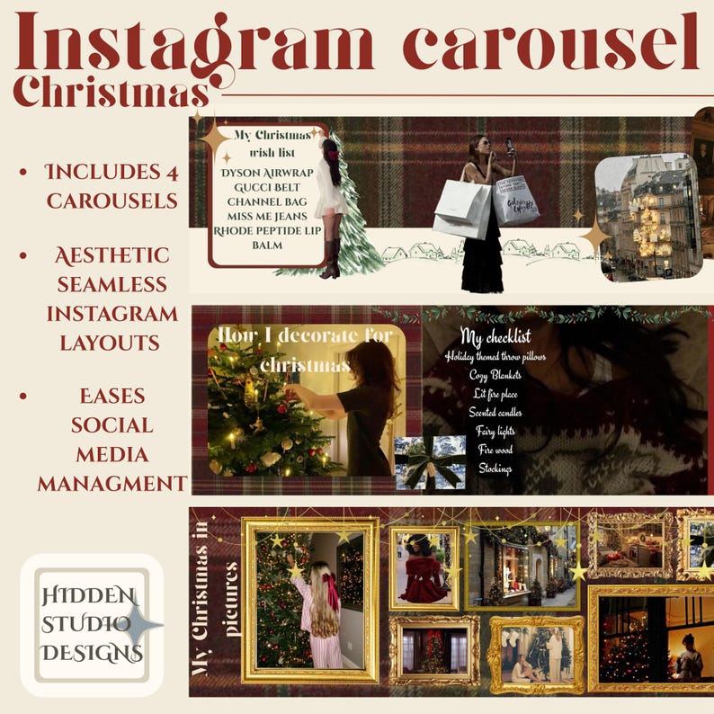 Christmas Instagram Carousel Template - Etsy