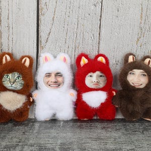 Porte-clés en peluche personnalisés, cadeaux personnalisés amusants, poupées personnalisées avec photo, poupées pour amis ou animaux de compagnie, cadeaux d'anniversaire, cadeaux de bâillons uniques.