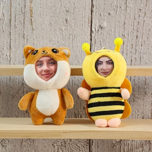 Custom face plush toy keychains, fun custom gifts, photo-customized dolls, friend or pet dolls, birthday gifts, unique gag gifts.