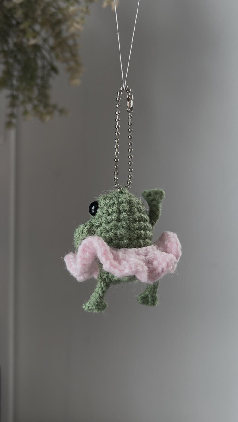 Frog Ball Chain Crochet Ballerina Frog Keychain - Etsy