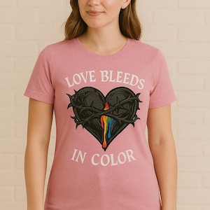 Love Bleeds in Color Unisex Jersey T-Shirt - Pride Shirt, LGBTQ+ Clothing, Casual Wear, Gift for Friends, Festival Apparel