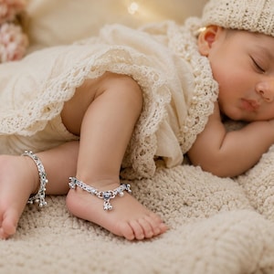 Handmade Silver Baby Anklet, Newborn Payal with Ghungroo Bells, Infant Foot Jewelry, Baby Shower Gift, Christening Keepsake