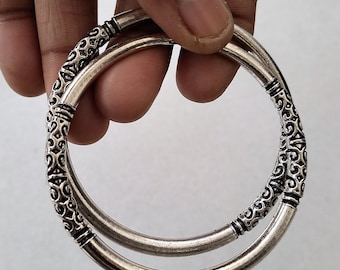 Punjabi Kada Bracelet for Women • Handmade Silver Tone Indian Bangle • Minimal Ethnic Jewelry