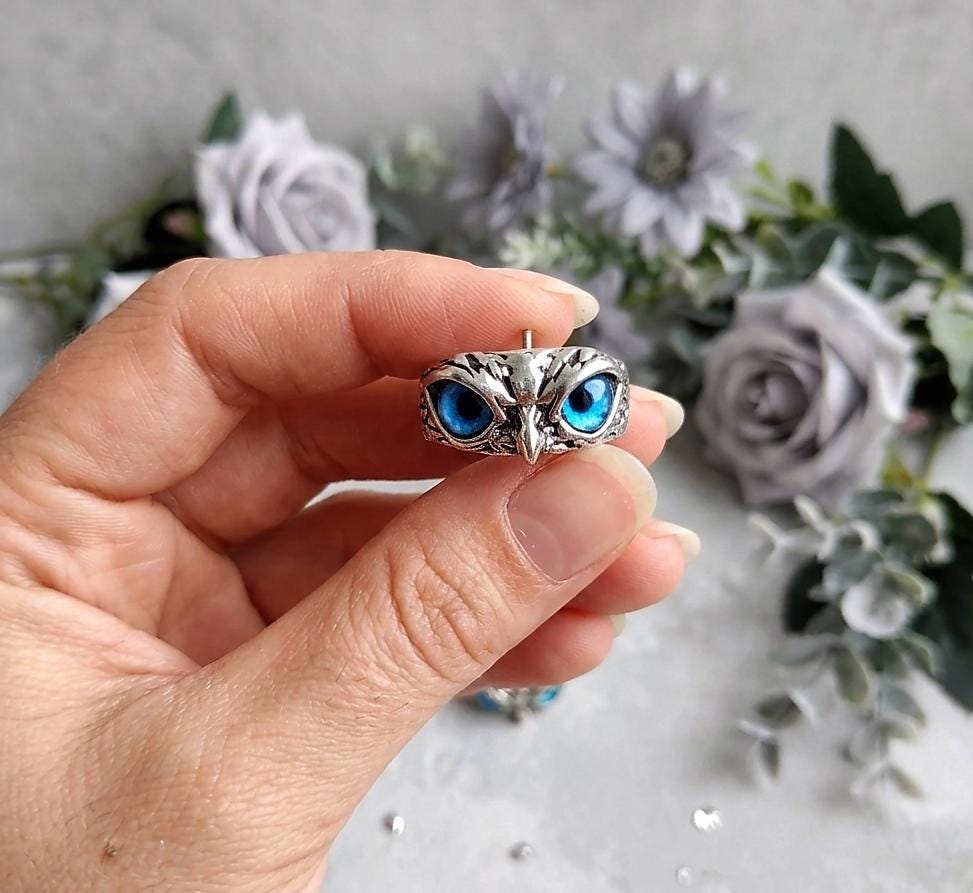 Buy Owl Ring &bull; Silver Plated Owl Charm &bull; Adjustable Predator Jewelry in 3 set-for men