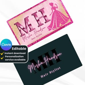 Editable Glam Business Card Template: Personalized QR Code (Canva Download 3.5x2 in