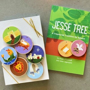 Advent Jesse Tree Book 6x9 & Ornaments Storybook Set Includes Sticker backs Christian Advent Calendar leading to Christmas image 2