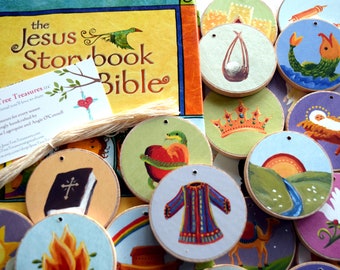 Jesus Storybook Bible Advent Ornaments: Christian Jesse Tree, Sticker Backs, List 4