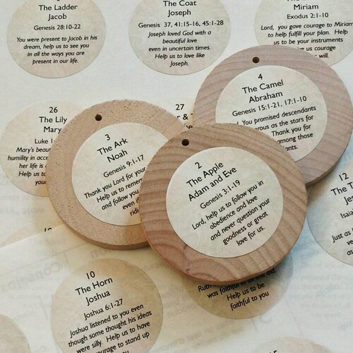 Ornament labels for the backs for our standard 28 piece Jesse Tree set