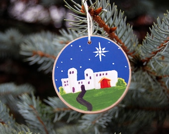 Advent Jesse Tree Ornaments - Rustic Wooden - Deep Blue-Includes Sticker Backs