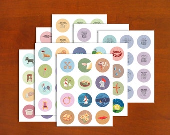 Digital 40 Day LENT set - New Testament from Jesus Baptism through Easter + 4 bonus ornaments, Includes backs