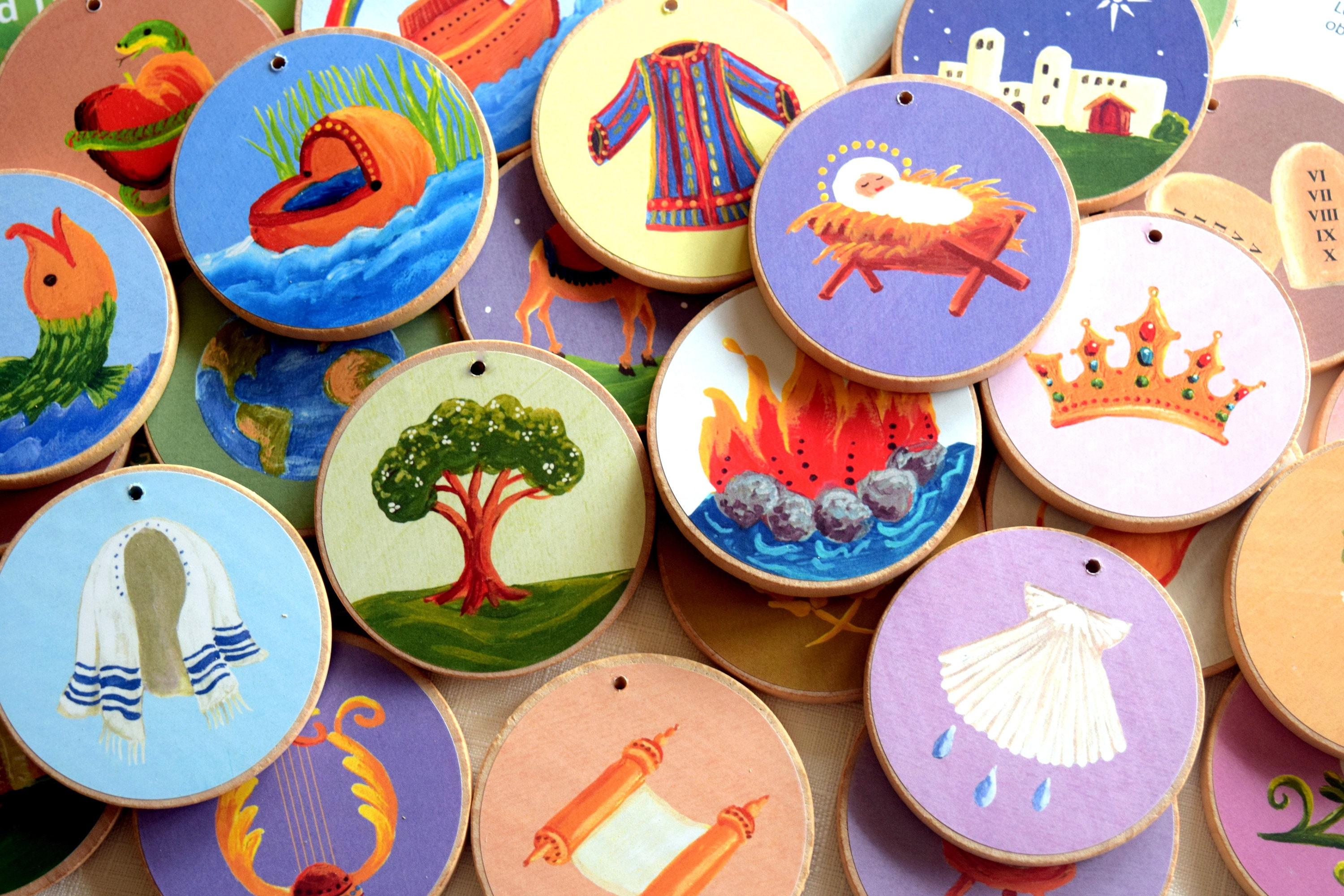 Advent Jesse Tree Ornaments MultiColored READY TO SHIP Etsy