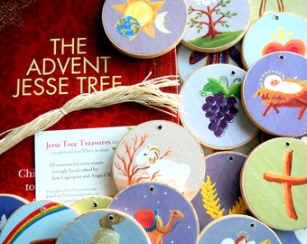 Jesse Tree Ornaments - set for The Advent Jesse Tree by Dean Lambert Smith, Sticker Backs included