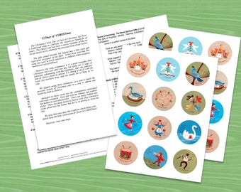 12 Days of CHRISTmas Ornaments for Advent and Christmas  - Digital Printable