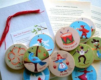 12 Days of CHRISTmas Ornaments for Advent and Christmas  - READY TO SHIP - Christian meanings included