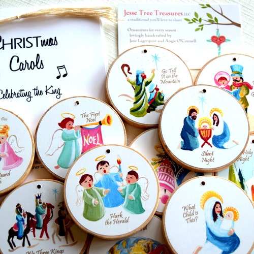 CHRISTmas Carols Ornaments -  READY TO SHIP - Christian Musical devotion includes lyrics