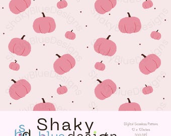 Pink Pumpkin Seamless Pattern: Coquette Halloween Digital Print (PNG Download) Birthday Digital Paper, Fall Digital Paper