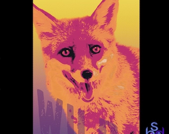 Retro Fox Wall Art - My Original Artwork High Quality and Affordable / Printable Poster Pop Art Wall Art / Immediate Download PNG /