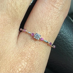 Natural Ruby Diamond Ring Sterling Silver Setting