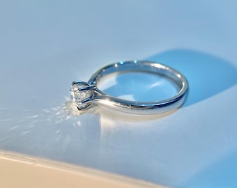 GIA Certified 0.30ct D Color VVS1 3EX Natural Diamond Ring in 18k White Gold Setting