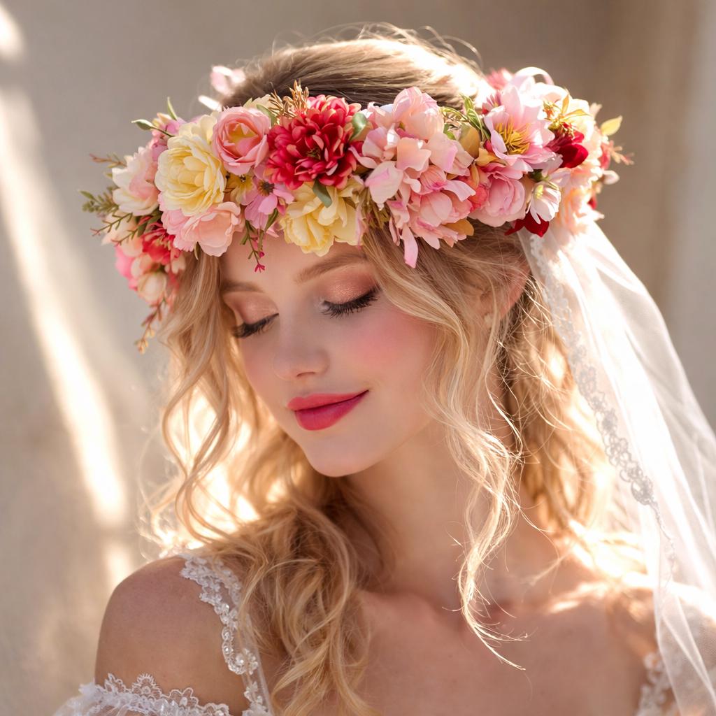 Coroncina Per Capelli Con Fiori A Rose, Accessorio Boho Per Matrimoni E Festival, Regolabile