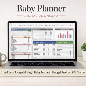 Baby Checklist & Budget Spreadsheet | Pregnancy Planner | Newborn Essentials Checklist | Hospital Bag Checklist | Birth Plan | Baby Names