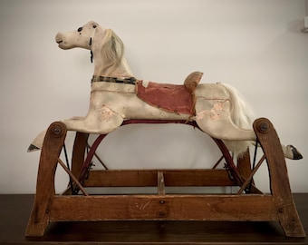 Antique American Folk Art Glider Rocking Horse