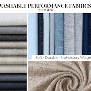 Solid Performance Fabric by the Yard Washable Upholstery Fabric for Cushions Pillows Slipcovers Home Decor Easy Care Fabric Pet Friendly image 3