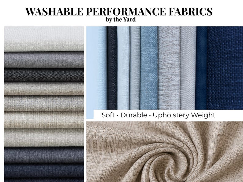 Solid Performance Fabric by the Yard Washable Upholstery Fabric for Cushions Pillows Slipcovers Home Decor Easy Care Fabric Pet Friendly image 3