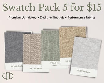 Set of 5 Fabric Swatch Custom Designer Upholstery Samples Neutral Faux Linen Home Decor Textile Washable Performance Mix and Match
