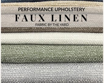 Woven Faux Linen Performance Fabric by the Yard  Washable Upholstery Fabric Durable Textured Weave for Cushions Drapery Home Décor